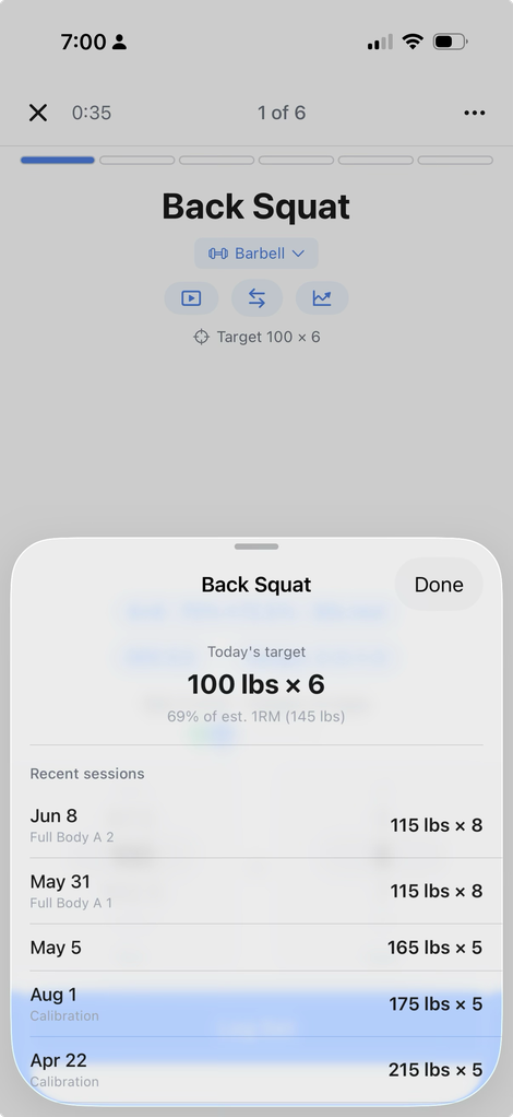 Exercise history