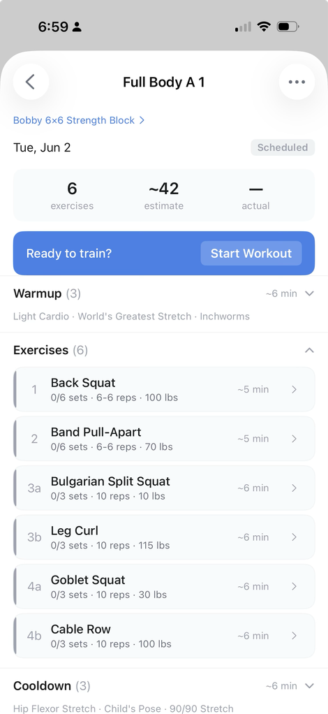 Today's workout